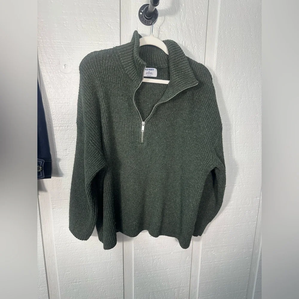 Old Navy Men’s Green 1/4 Zip Mock Turtleneck Sweater Size 2X EUC